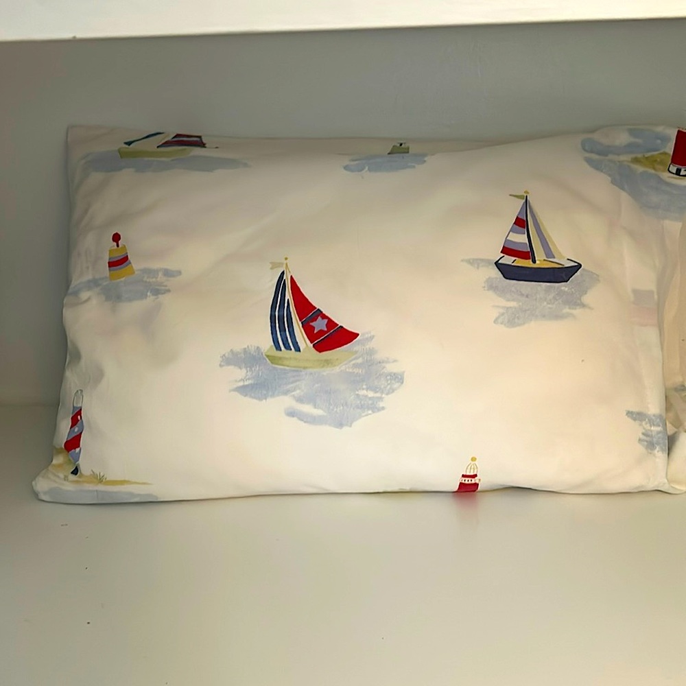 Pottery Barn boats decorative pillow cover (12”x16”)